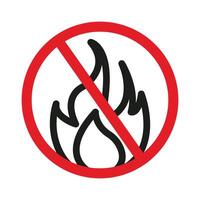 No open flames sign, featuring a clear no-fire icon and safety warning label, perfect for fire-free zones, ensuring safety and preventing fire hazards. vector