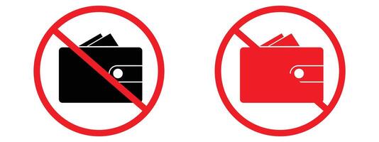 Personal belongings notice indicating no wallets permitted in this zone vector