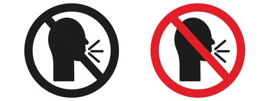 Maintain silence with this no talking sign, featuring a clear prohibition icon and warning label, ideal for ensuring quiet in libraries, offices, and study areas. vector