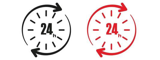 All Day Service Icon for 24 Hours Availability, Customer Support, and Continuous Operations vector