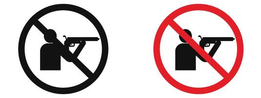 Stop hunting in protected areas with this no hunting sign, featuring a clear prohibition icon and safety warning label, ideal for wildlife conservation zones. vector