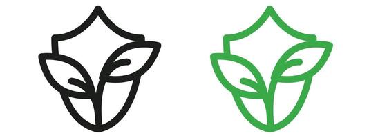 Shield with leafs icon mark in filled style vector
