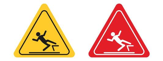 Slip Risk Warning Sign Prevent Falls in Wet and Slippery Areas vector
