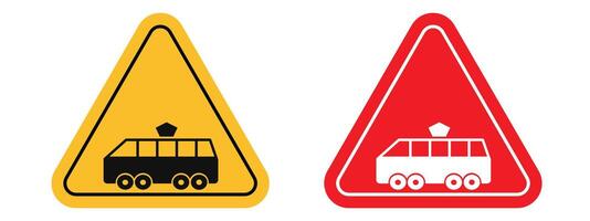 Tramway Caution Traffic Sign Enhance Safety in Tramway Areas vector