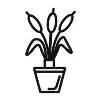 cattails in pot icon mark in filled style vector