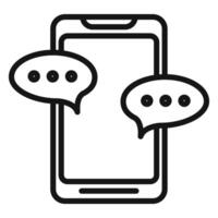 Chatting message on mobile phone icon mark in filled style vector