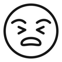 Exhausted crying emoji icon mark in filled style vector