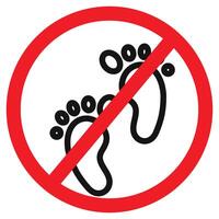 Do not walk barefoot sign icon mark in filled style vector