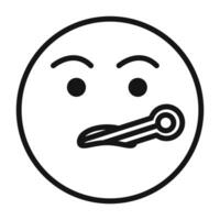 Face with thermometer emoji icon mark in filled style vector