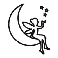 fairy sitting on moon icon mark in filled style vector