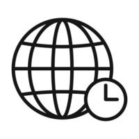 global world time zones icon mark in filled style vector