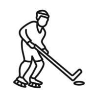 Hockey player with stick and a washer icon vector