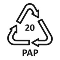Paper recycling PEP 20 icon mark in filled style vector