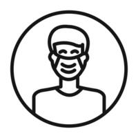 Man face with mask icon mark in filled style vector