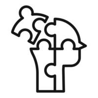 People head with puzzles icon mark in filled style vector
