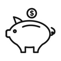 Piggy bank icon mark in filled style vector
