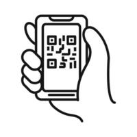 QR code scanning icon mark in filled style vector