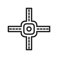 road intersection junction icon mark in filled style vector