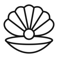 Sea shell with pearl icon mark in filled style vector