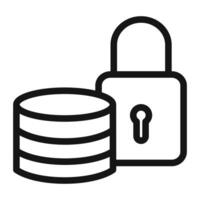 Secure Data base icon mark in filled style vector
