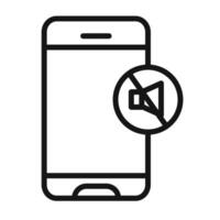 silent phone icon mark in filled style vector