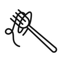 Spaghetti on a fork icon mark in filled style vector