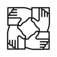 Unity and teamwork icon mark in filled style vector