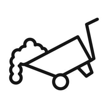 wheelbarrow unloading icon mark in filled style vector