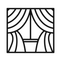 Window with curtains icon mark in filled style vector