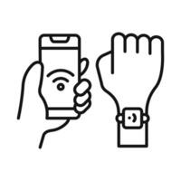 NFC bracelet connected Symbol mark in filled style vector