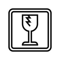 fragile product label warning line icon illustration vector