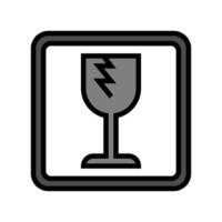 fragile product label warning color icon illustration vector