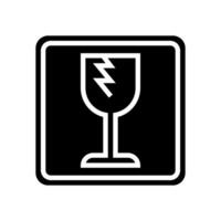 fragile product label warning glyph icon illustration vector