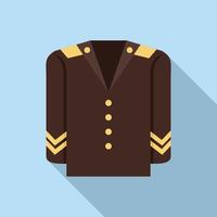 Brown military uniform with yellow stripes and buttons on blue background vector