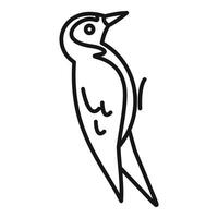 Simple line drawing of a woodpecker standing on a tree trunk looking up vector