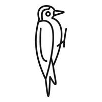 Woodpecker bird standing on tree trunk outline icon vector