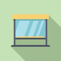 Empty bus stop with yellow roof on green background vector
