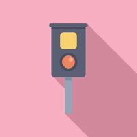 Railway traffic light showing yellow and red signal on pink background vector