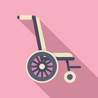 Wheelchair with long shadow on pink background representing disability and accessibility vector