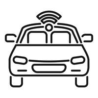 Autonomous self driving car using wireless network icon vector
