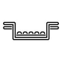Conveyor belt system transporting round objects icon vector
