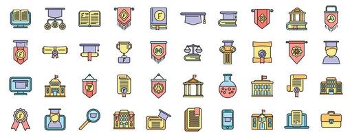 University department icons set vector color line
