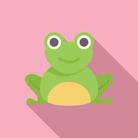 Green frog sitting and smiling with long shadow vector