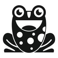 Funny frog smiling showing tongue sitting icon glyph style vector
