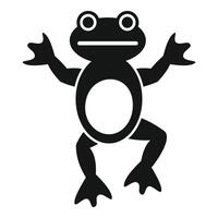 Black frog standing with open arms icon vector