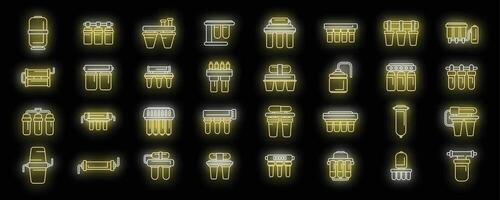 Reverse osmosis system icons set vector neon