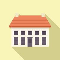 Big house with orange roof casting long shadow is standing alone on pale yellow background vector