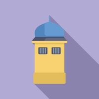 Minaret tower featuring bars on windows for muslim prayer and reflection vector
