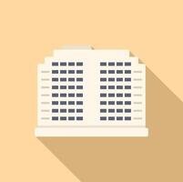 Multi storey building casting long shadow on yellow background vector