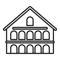 Facade of building with arches and columns showing classical architecture style vector